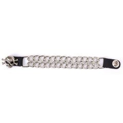 Milwaukee Leather Skull Head Medallion Vest Extender - Double Chrome Chains Genuine Leather 6.5" Extension MLA6019-Single
