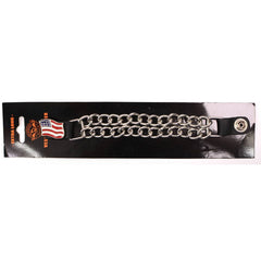 Milwaukee Leather MLA6020-Single Iron Cross Vest Extender Double Chrome Chains w/ Genuine Leather 4" Extension