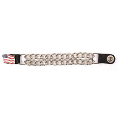 Milwaukee Leather MLA6020-Single Iron Cross Vest Extender Double Chrome Chains w/ Genuine Leather 4" Extension