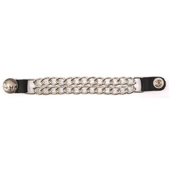 Milwaukee Leather Pink Ribbon Medallion Vest Extender - Double Chrome Chains Genuine Leather 6.5" Extension MLA6021-Single