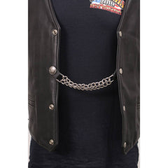 Milwaukee Leather Sparkle Butterfly Medallion Vest Extender - Double Chrome Chains Genuine Leather 6.5" Extension MLA6022-Single