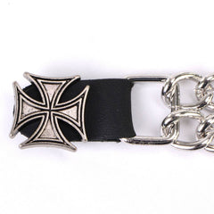 Milwaukee Leather US Military Vet Medallion Vest Extender - Double Chrome Chains Genuine Leather 6.5" Extension MLA6023-Single