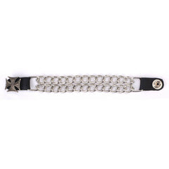 Milwaukee Leather US Military Vet Medallion Vest Extender - Double Chrome Chains Genuine Leather 6.5" Extension MLA6023-Single