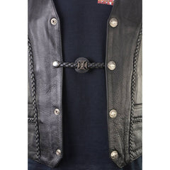 Milwaukee Leather Skeleton Hand Medallion Vest Extender - Double Chrome Chains Genuine Leather 6.5" Extension MLA6026-Single