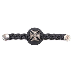 Milwaukee Leather Skeleton Hand Medallion Vest Extender - Double Chrome Chains Genuine Leather 6.5" Extension MLA6026-Single
