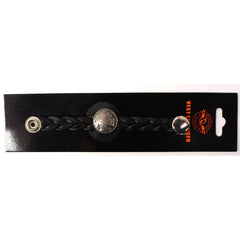 Milwaukee Leather MLA6041-Single Skull and Cross Bones Vest Extender Double Chrome Chains w/ Genuine Leather 6" Extension