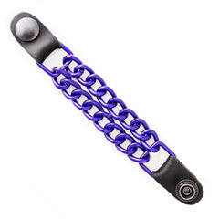Milwaukee Leather MLA1090 Purple 4 Inch Single Vest Extender - Double Chrome Chains w/ Genuine Leather
