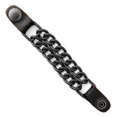 Milwaukee Leather MLA1095 Black 4 Inch Single Vest Extender - Double Chrome Chains w/ Genuine Leather