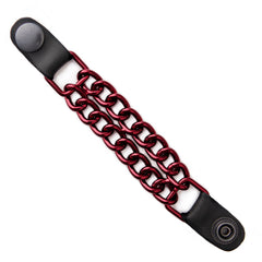 Milwaukee Leather MLA1096 Candy Red 4 Inch Single Vest Extender - Double Chrome Chains w/ Genuine Leather