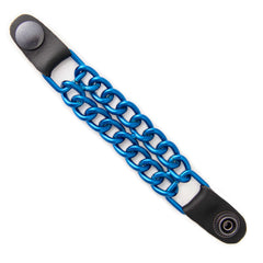 Milwaukee Leather MLA1097 Candy Blue 4 Inch Single Vest Extender - Double Chrome Chains w/ Genuine Leather