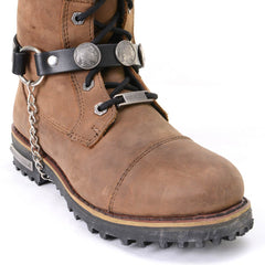 Milwaukee Leather Silver Boot Chain w/ Vintage Native American Medallion & Adjustable Strap -MLA3001