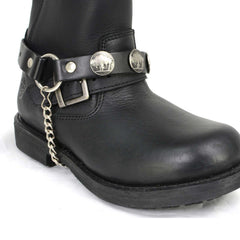 Milwaukee Leather Silver Boot Chain w/ Vintage Buffalo Coin Medallion & Adjustable Strap - MLA3002