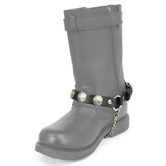Milwaukee Leather Silver Boot Chain w/ Vintage Buffalo Coin Medallion & Adjustable Strap - MLA3002