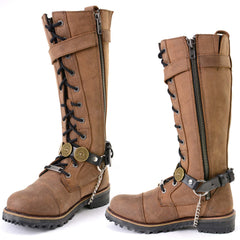 Milwaukee Leather Silver 12 Gauge Shell Medallion Boot Chain with Adjustable Strap – MLA3005