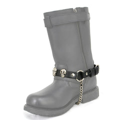 Milwaukee Leather Silver Classic Skull Heads Biker Chain for Motorcycle Boots - MLA3007