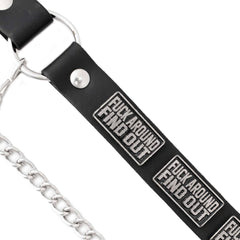 Milwaukee Leather Silver F‑Around – Find Out Text Boot Chain with Adjustable Strap – MLA3009