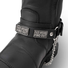 Milwaukee Leather Silver F‑Around – Find Out Text Boot Chain with Adjustable Strap – MLA3009