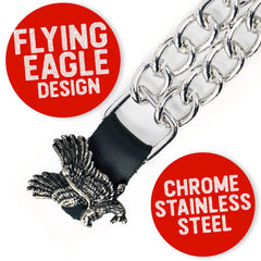 Milwaukee Leather Flying Eagle Medallion Vest Extender - Double Chrome Chains Genuine Leather 6.5" Extension MLA6003-Single