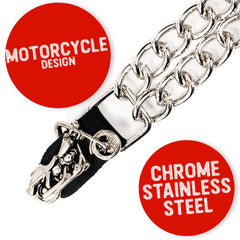 Milwaukee Leather Motorcycle Medallion Vest Extender - Double Chrome Chains Genuine Leather 6.5" Extension MLA6006-Single