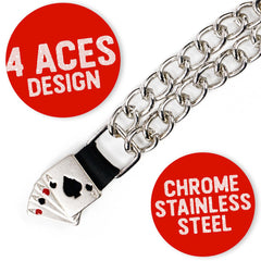 Milwaukee Leather 4 Aces Medallion Vest Extender - Double Chrome Chains Genuine Leather 6.5" Extension MLA6007-Single