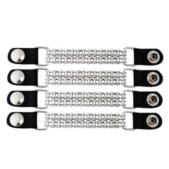 Milwaukee Leather Eagle Head Engraving Medallion Vest Extender - Double Chrome Chains Genuine Leather 6.5" Extension 4-PCS MLA6010SET
