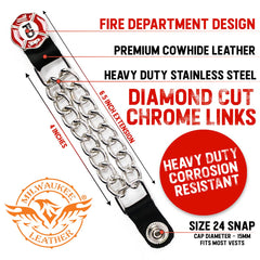Milwaukee Leather 44-Magnum Dial Vest Extender Double Chrome Chains Genuine Leather 6.5" Extension MLA6002-Single