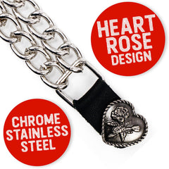 Milwaukee Leather Flying Eagle Medallion Vest Extender - Double Chrome Chains Genuine Leather 6.5" Extension MLA6003-Single