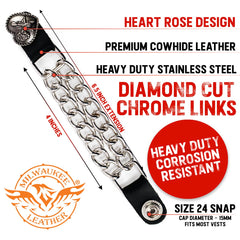 Milwaukee Leather Flying Eagle Medallion Vest Extender - Double Chrome Chains Genuine Leather 6.5" Extension MLA6003-Single