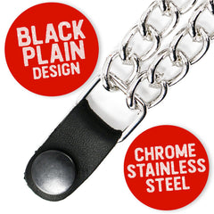 Milwaukee Leather Motorcycle Medallion Vest Extender - Double Chrome Chains Genuine Leather 6.5" Extension MLA6006-Single