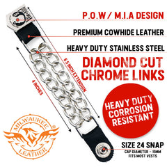 Milwaukee Leather 4 Aces Medallion Vest Extender - Double Chrome Chains Genuine Leather 6.5" Extension MLA6007-Single