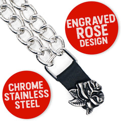 Milwaukee Leather American Flag Vest Extender - Double Chrome Chains Genuine Leather 6.5" Extension MLA6008-Single