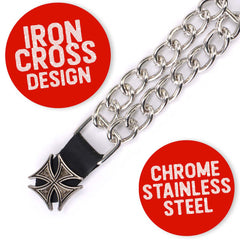 Milwaukee Leather US Military Vet Medallion Vest Extender - Double Chrome Chains Genuine Leather 6.5" Extension MLA6023-Single