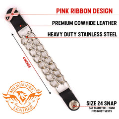 Milwaukee Leather Eagle Head Medallion Vest Extender - Double Chrome Chains Genuine Leather 6.5" Extension MLA6011-Single