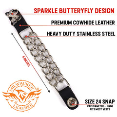 Milwaukee Leather Fire Department Medallion Vest Extender - Double Chrome Chains Genuine Leather 6.5" Extension MLA6012-Single