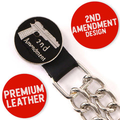 Milwaukee Leather POW/MIA Medallion Vest Extender - Double Chrome Chains Genuine Leather 6.5" Extension MLA6017-Single