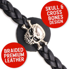 Milwaukee Leather MLA6024-Single Celtic Circle Vest Extender Double Chrome Chains w/ Genuine Leather 4" Extension