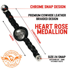 Milwaukee Leather American Flag Medallion Vest Extender - Double Chrome Chains Genuine Leather 8.5" Extension MLA6042-Single