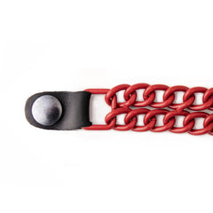 Milwaukee Leather MLA1092 Red 4 Inch Single Vest Extender - Double Chrome Chains w/ Genuine Leather