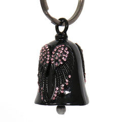 Milwaukee Leather MLB9027 'Wings with Pink Diamonds' Motorcycle Good Luck Bell | Key Chain Accessory for Bikers