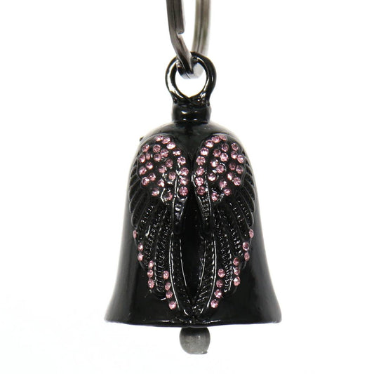 Milwaukee Leather MLB9027 'Wings with Pink Diamonds' Motorcycle Good Luck Bell | Key Chain Accessory for Bikers