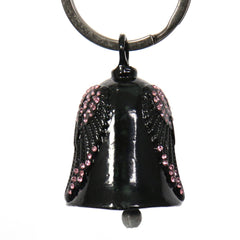 Milwaukee Leather MLB9027 'Wings with Pink Diamonds' Motorcycle Good Luck Bell | Key Chain Accessory for Bikers