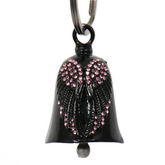 Milwaukee Leather MLB9027 'Wings with Pink Diamonds' Motorcycle Good Luck Bell | Key Chain Accessory for Bikers