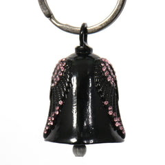Milwaukee Leather MLB9027 'Wings with Pink Diamonds' Motorcycle Good Luck Bell | Key Chain Accessory for Bikers