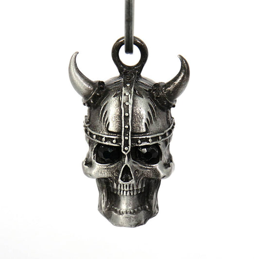Milwaukee Leather MLB9052 'Viking Skull with Black Eyes' Motorcycle Good Luck Bell | Key Chain Accessory for Bikers