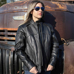 Milwaukee Leather MLL2501 Ladies ‘Vented Racer’ Leather Jacket with Removable Hoodie Liner