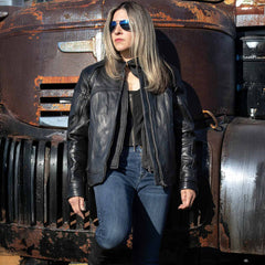 Milwaukee Leather MLL2501 Ladies ‘Vented Racer’ Leather Jacket with Removable Hoodie Liner