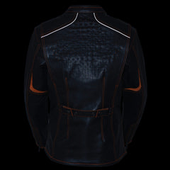 Milwaukee Leather MLL2502 Women's 'Laser Cut' Distressed Black and Grey Scuba Style Racer Jacket