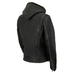 Milwaukee Leather MLL2516 Women's Black 'Hooded' Leather Rub-Off Leather Jacket