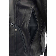Milwaukee Leather MLL2535 Women's Black Leather Lightweight Scuba Racer Jacket