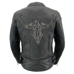 Milwaukee Leather MLL2570  Women's Phoenix Embroidered Black Leather Jacket